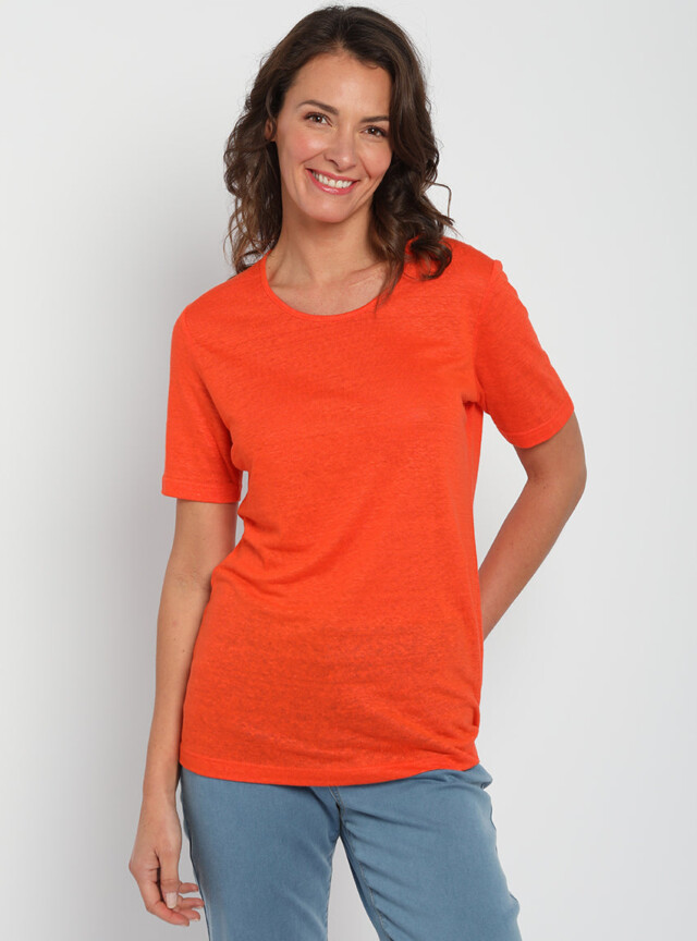 Maison-solfin - Tee-shirt femme en lin orange agrume – 3