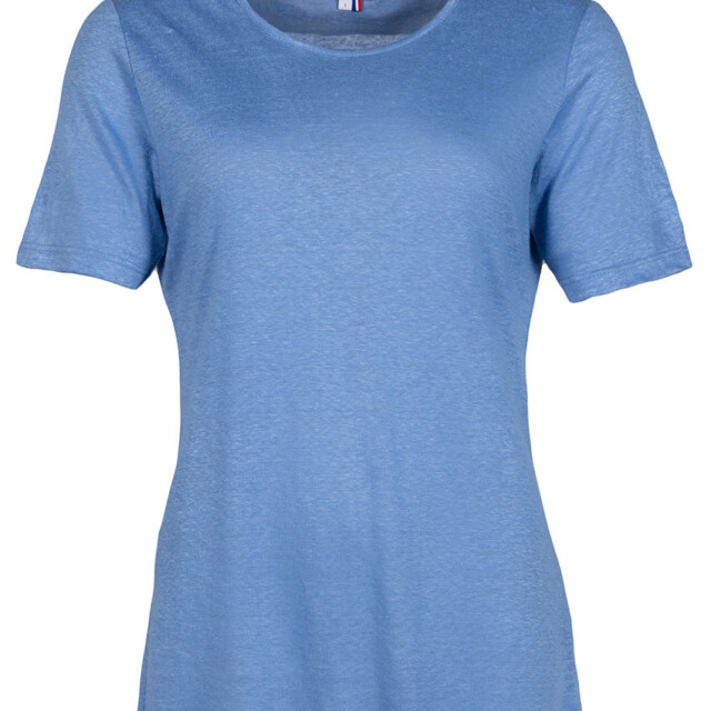 Maison Solfin - Tee-shirt femme en lin bleu aster – 4