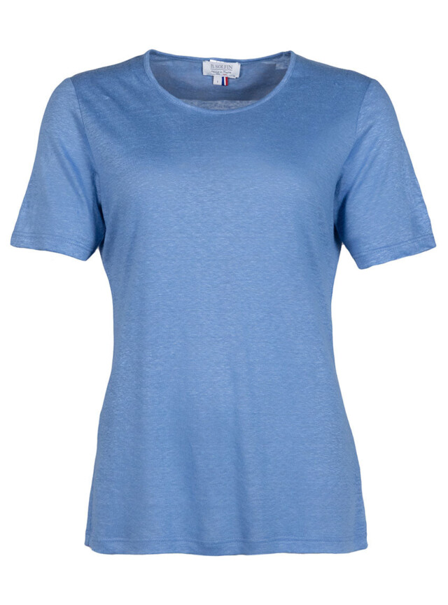 Maison Solfin - Tee-shirt femme en lin bleu aster – 4