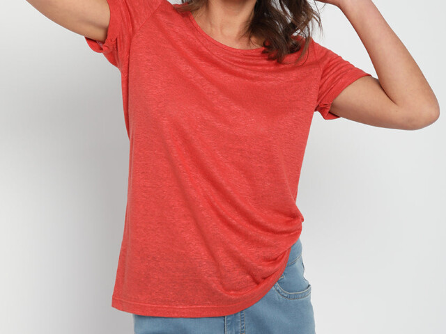Maison-solfin - Tee-shirt femme en lin orange epice – 5