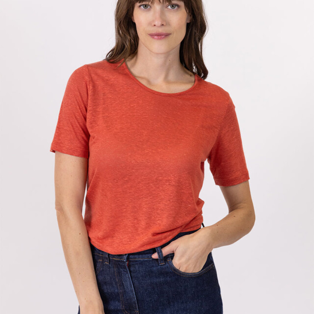 Maison-solfin - Tee-shirt femme en lin orange epice – 5