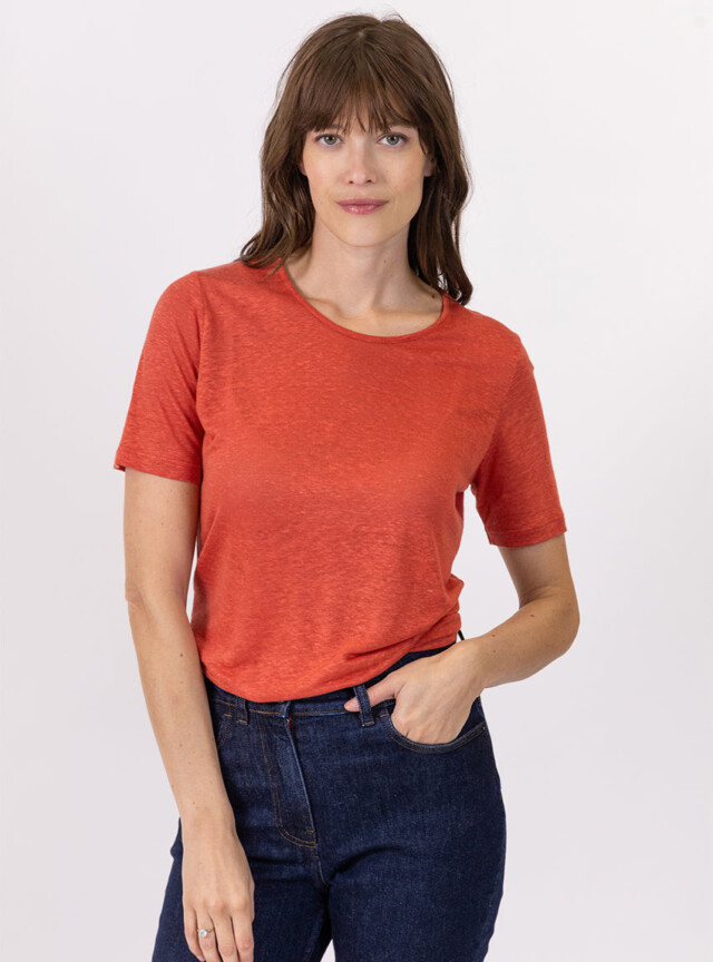 Maison-solfin - Tee-shirt femme en lin orange epice – 5