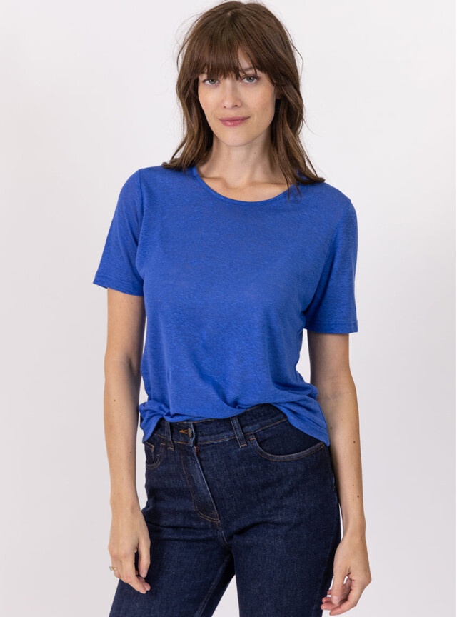 MAISON SOLFIN - Tee-shirt femme en lin bleu indigo