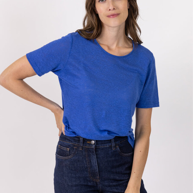 Maison-solfin - Tee-shirt femme en lin bleu indigo – 2