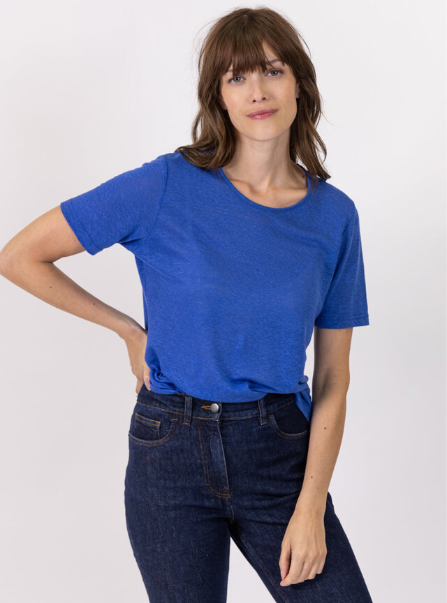 Maison-solfin - Tee-shirt femme en lin bleu indigo – 2