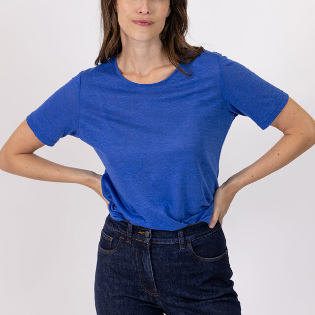 Maison-solfin - Tee-shirt femme en lin bleu indigo – 2