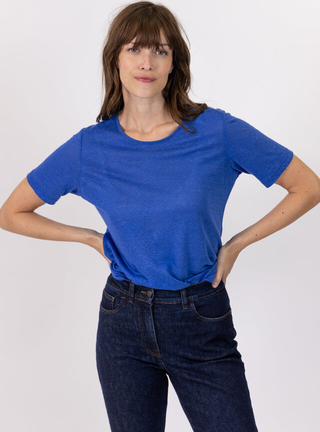 Maison-solfin - Tee-shirt femme en lin bleu indigo – 2