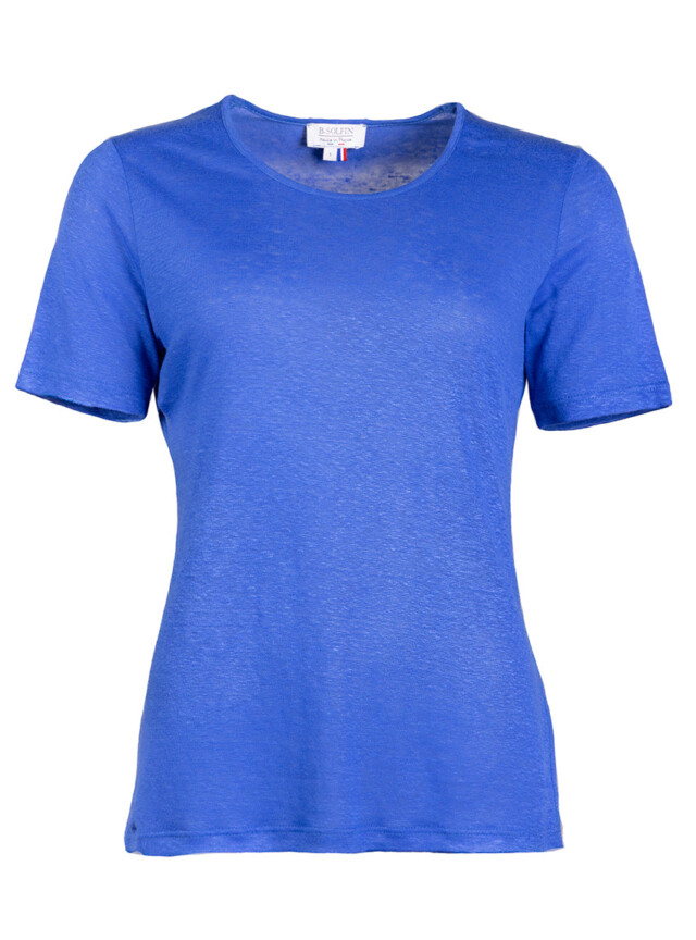 Maison-solfin - Tee-shirt femme en lin bleu indigo – 2