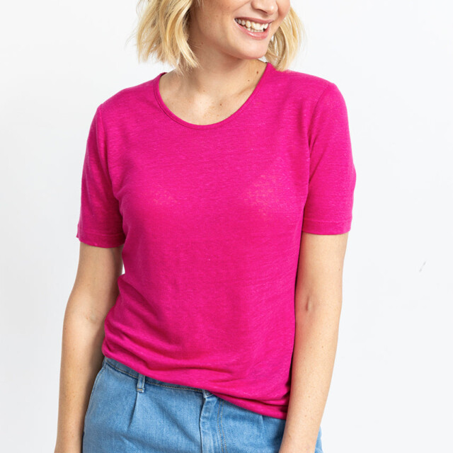 Maison-solfin - Tee-shirt femme en lin rose vif – 2