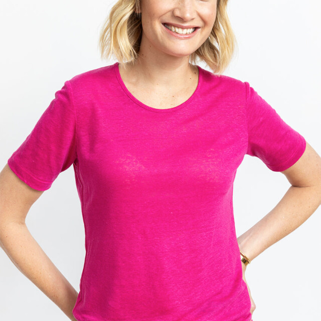 Maison-solfin - Tee-shirt femme en lin rose vif – 2