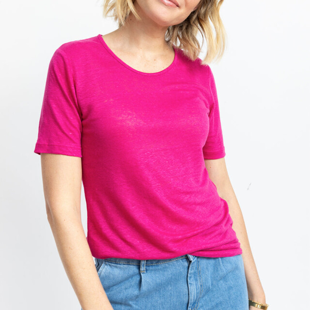 Maison-solfin - Tee-shirt femme en lin rose vif – 2