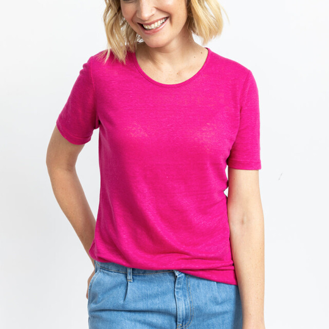 Maison-solfin - Tee-shirt femme en lin rose vif – 2