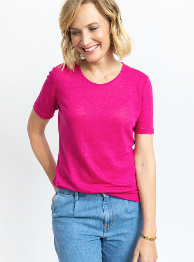 Maison-solfin - Tee-shirt femme en lin rose vif – 2