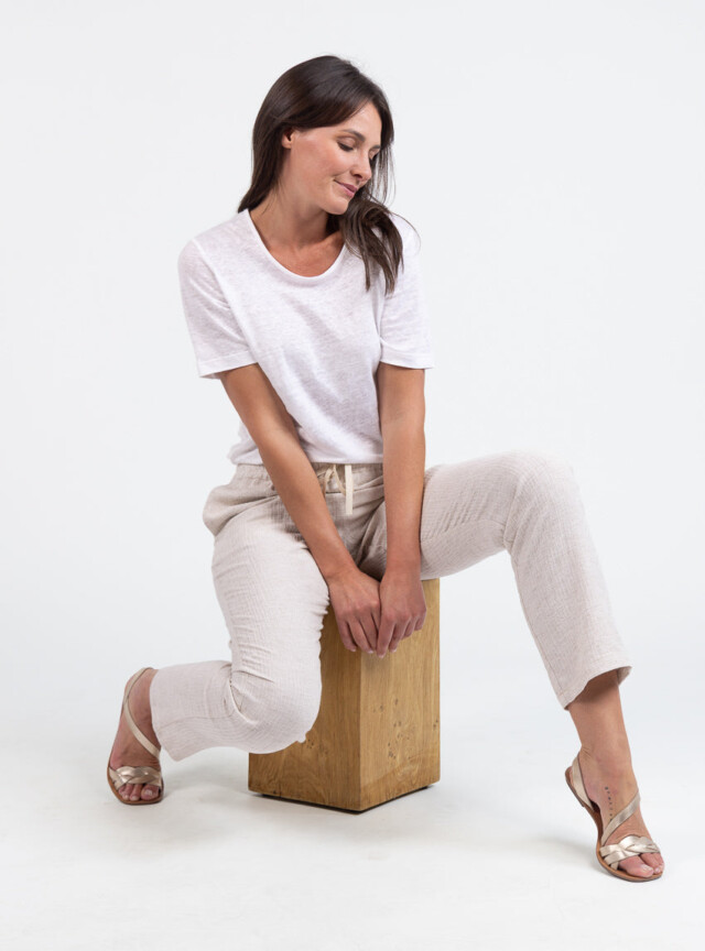 Maison-solfin - Tee-shirt femme en lin blanc – 5