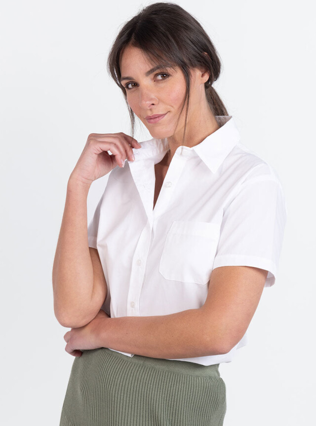 MAISON SOLFIN - Chemisier femme manches courtes coton blanc