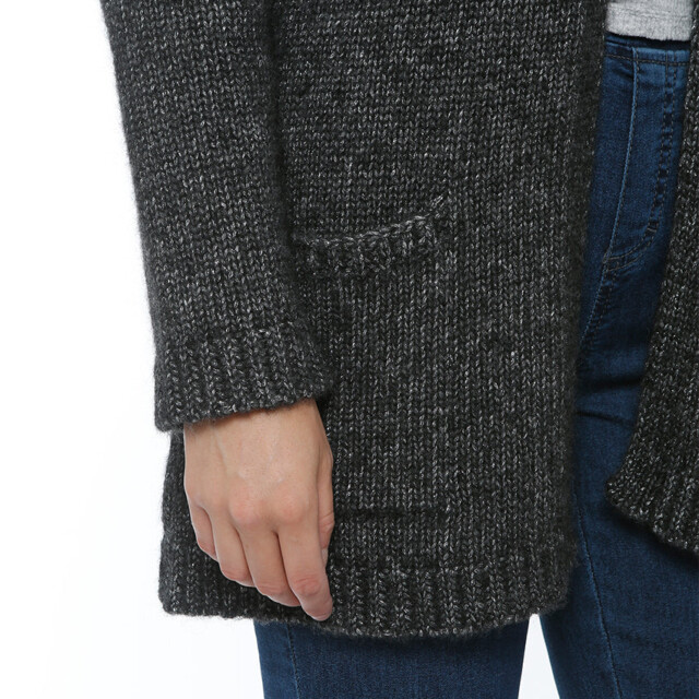 Maison-solfin - Gilet long femme en laine baby alpaga gris anthracite – 4