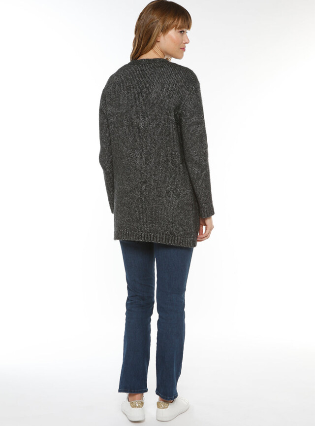 Maison-solfin - Gilet long femme en laine baby alpaga gris anthracite – 4