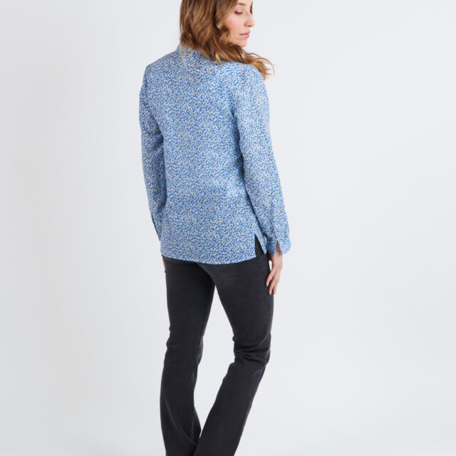 Maison Solfin - Chemisier femme manches longues en laine bleu – 46