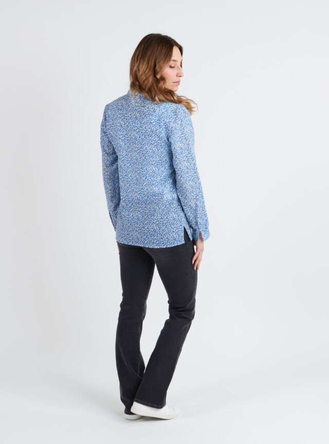 Maison Solfin - Chemisier femme manches longues en laine bleu – 46