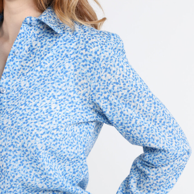 Maison Solfin - Chemisier femme manches longues en laine bleu – 46