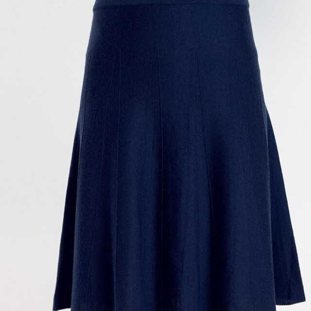 Maison-solfin - Jupe plissée femme en laine merinos bleu marine – 50