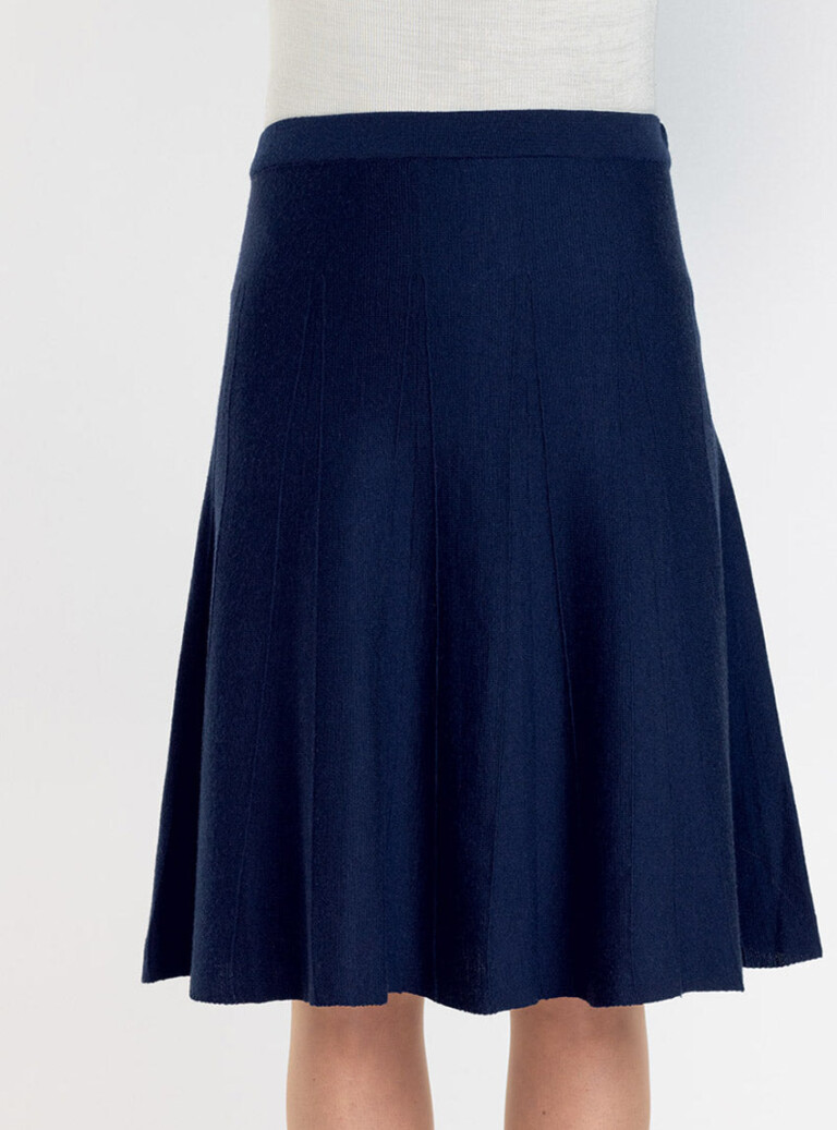 Maison-solfin - Jupe plissée femme en laine merinos bleu marine – 50
