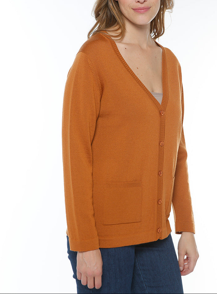 6815 BAM 1 gilet femme laine merinos beige caramel Maison-solfin - Gilet femme en laine merinos beige caramel – 52