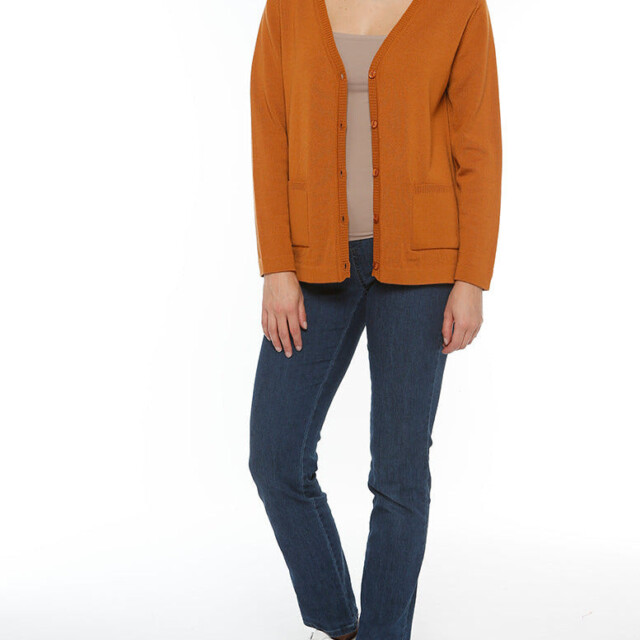 Maison-solfin - Gilet femme en laine merinos beige caramel – 52