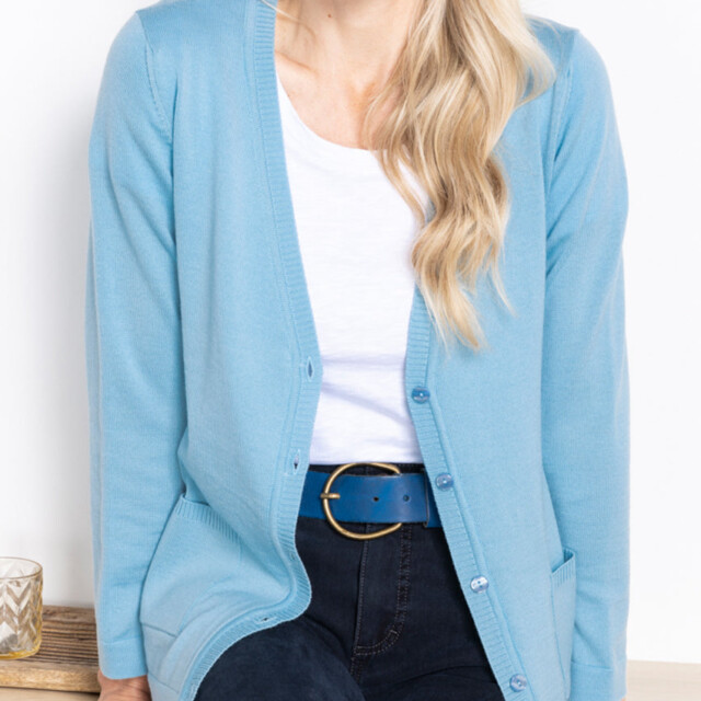 Maison-solfin - Gilet femme en laine merinos bleu glacier – 52