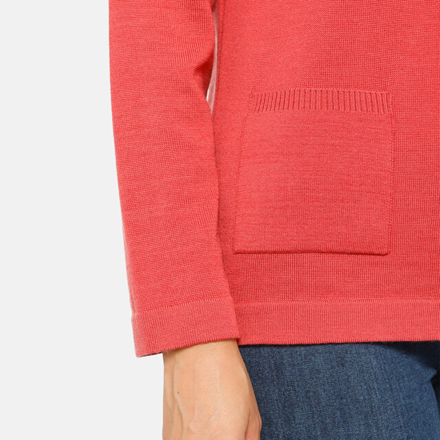 Maison-solfin - Gilet femme en laine merinos rouge tendre – 50