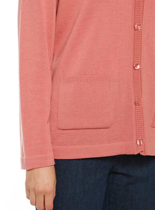 Maison-solfin - Gilet femme en laine merinos rose tomette – 52