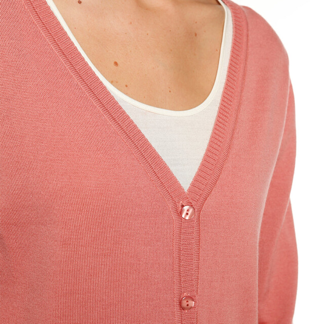 Maison-solfin - Gilet femme en laine merinos rose tomette – 52