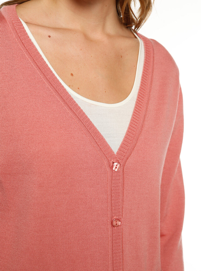 Maison-solfin - Gilet femme en laine merinos rose tomette – 52