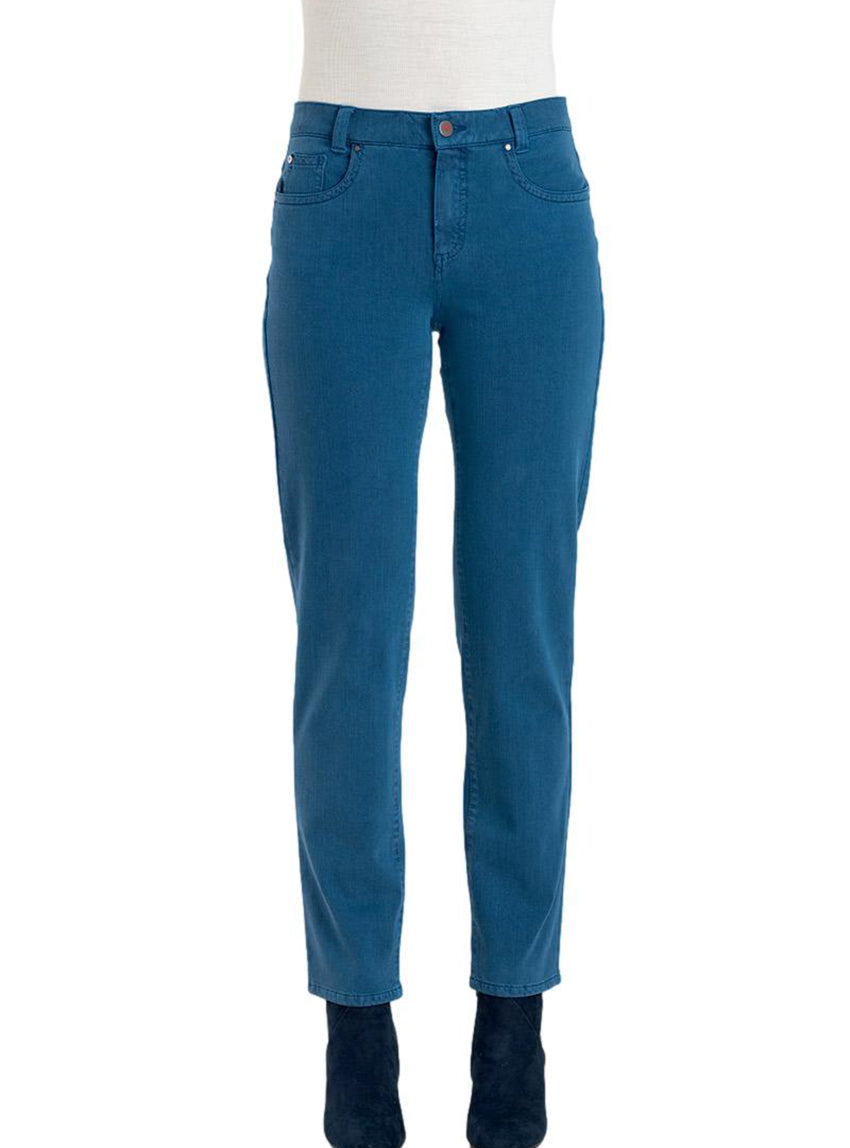 6844 BTS 1 jean femme coton bleu intense Maison-solfin - Jean femme coupe droite bleu intense – 40