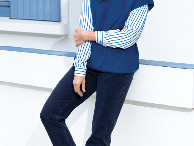 6844 IND 2 silhouette jean coton bleu indigo Maison-solfin - Jean coupe droite en coton - BLEU INDIGO – 36