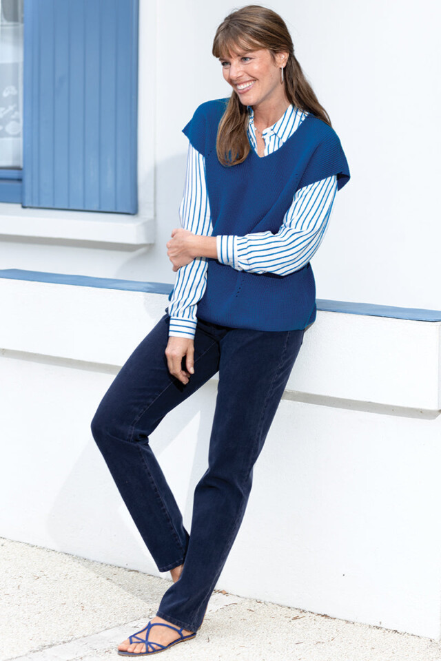 MAISON SOLFIN - Jean coupe droite en coton – BLEU INDIGO
