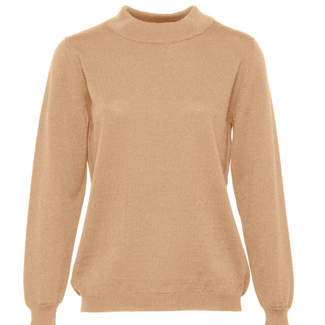 Maison Solfin - Pull femme col cheminée laine mérinos beige chaud – 42