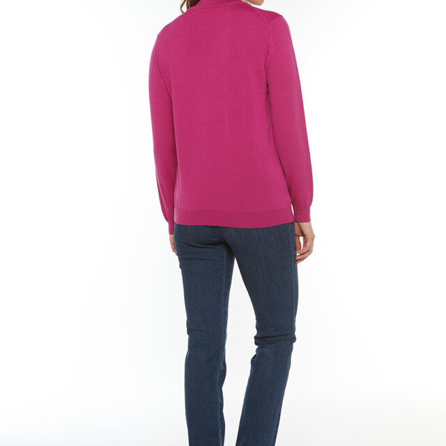 Maison Solfin - Pull femme col cheminée laine mérinos rose fuchsia – 50