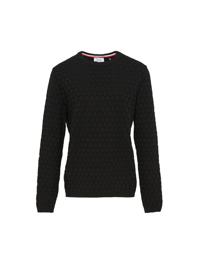 Maison Solfin - Pull homme damier en laine noir – 6