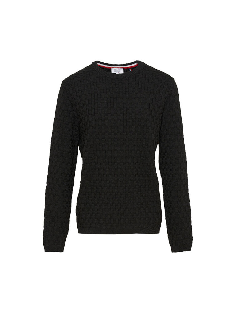Maison Solfin - Pull homme damier en laine noir – 6