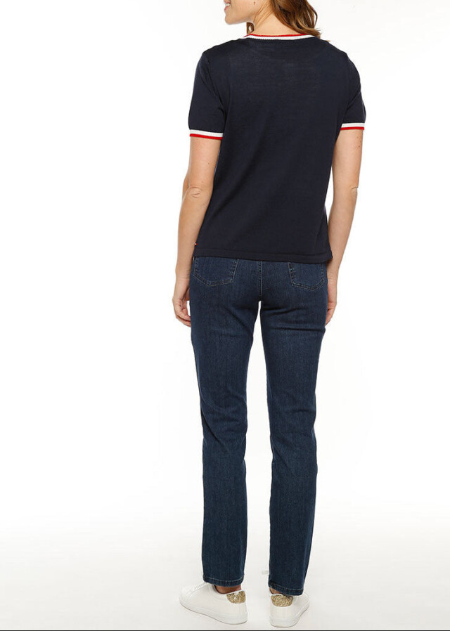 Maison Solfin - T-shirt femme en laine mérinos bleu marine – 44