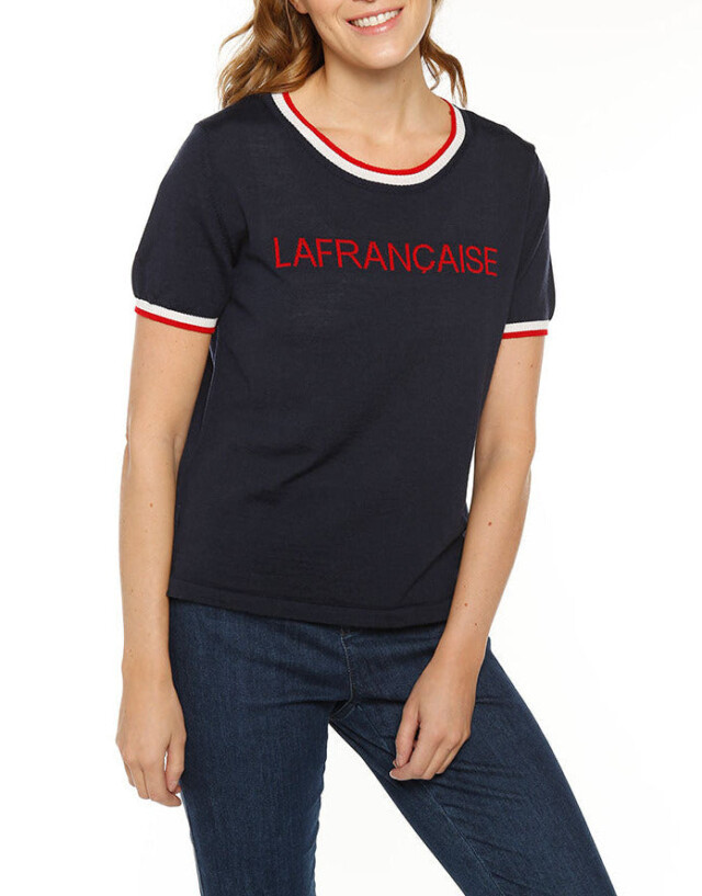 T-shirt femme en laine mérinos bleu marine par la marque MAISON SOLFIN MAISON SOLFIN - T-shirt femme en laine mérinos bleu marine