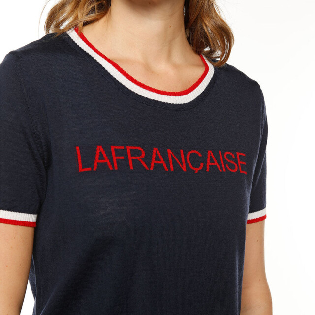 Maison Solfin - T-shirt femme en laine mérinos bleu marine – 44