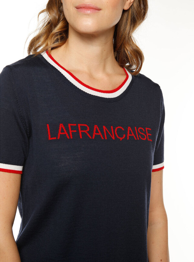 Maison Solfin - T-shirt femme en laine mérinos bleu marine – 44