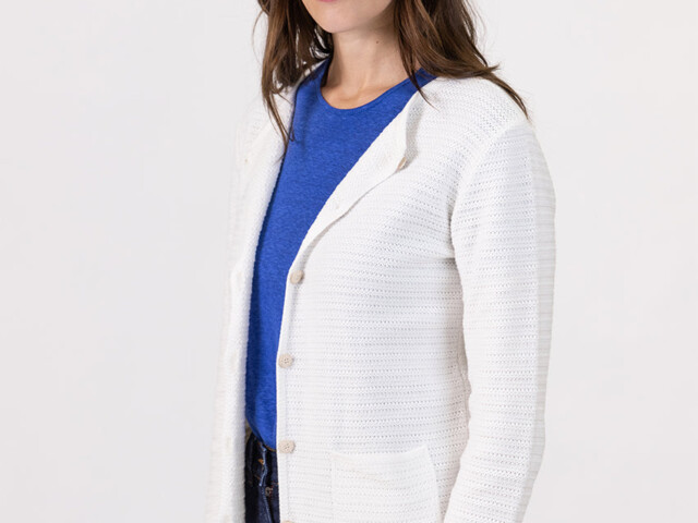 Maison-solfin - Cardigan femme en coton blanc crème – 48