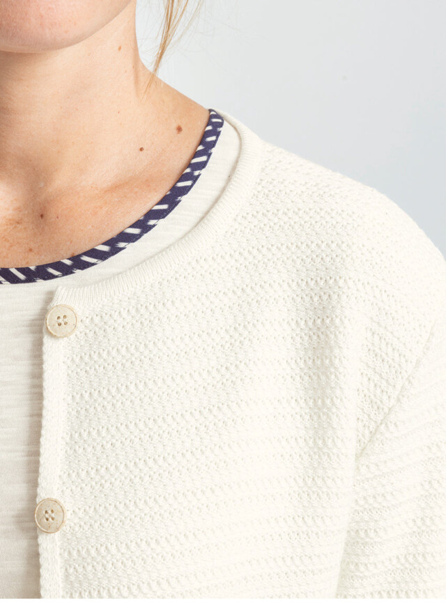 Maison-solfin - Cardigan femme en coton blanc crème – 48