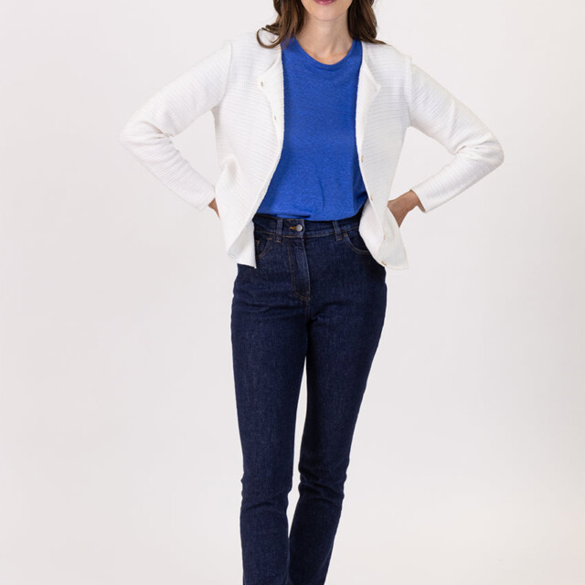 Maison-solfin - Cardigan femme en coton blanc crème – 48