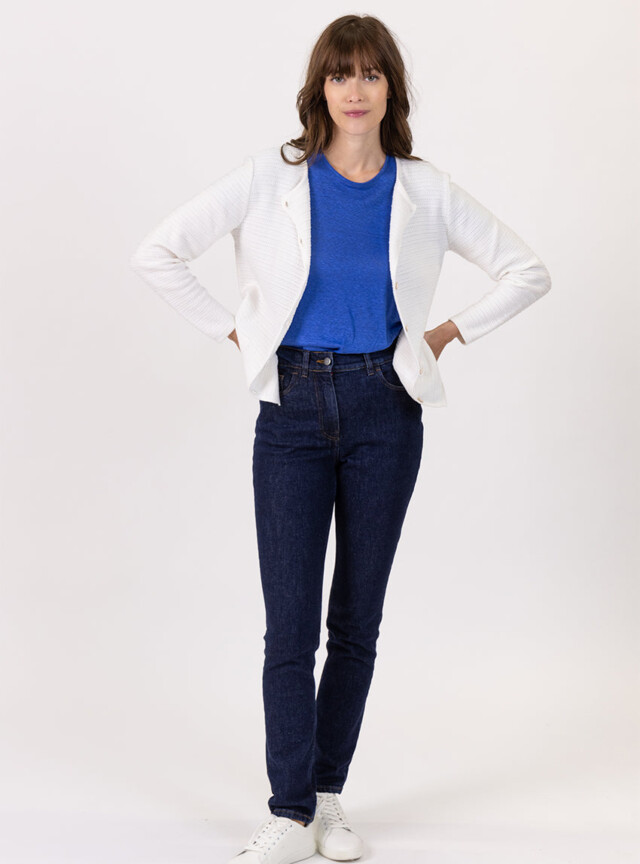 Maison-solfin - Cardigan femme en coton blanc crème – 48