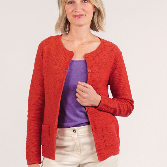 Maison-solfin - Cardigan femme en coton orange terracotta – 50
