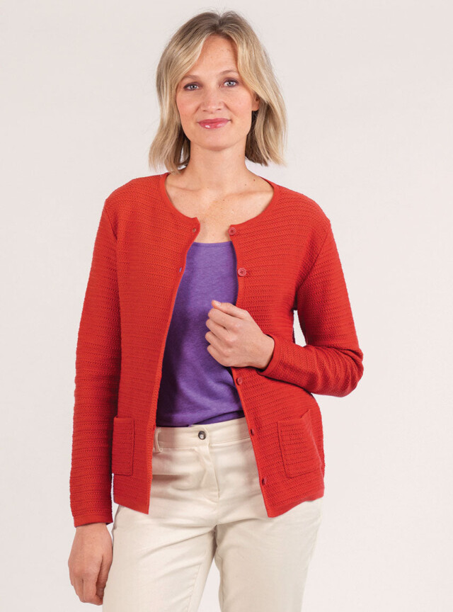 Maison-solfin - Cardigan femme en coton orange terracotta – 50
